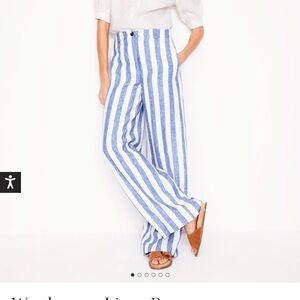 Boden Blue and White Striped Flare Pants